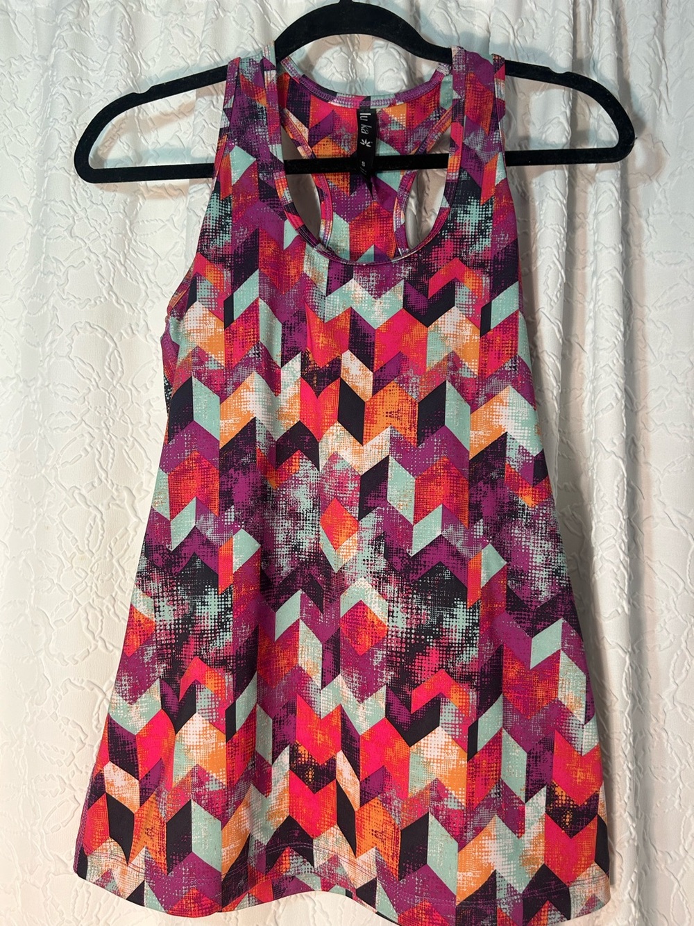 Lukka Women’s Active Racerback Tank Top in Pink Geo Print